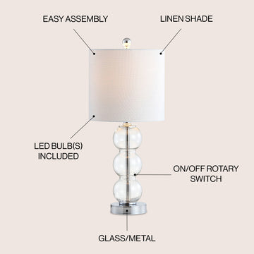 February 21" Glass/Metal LED Table Lamp